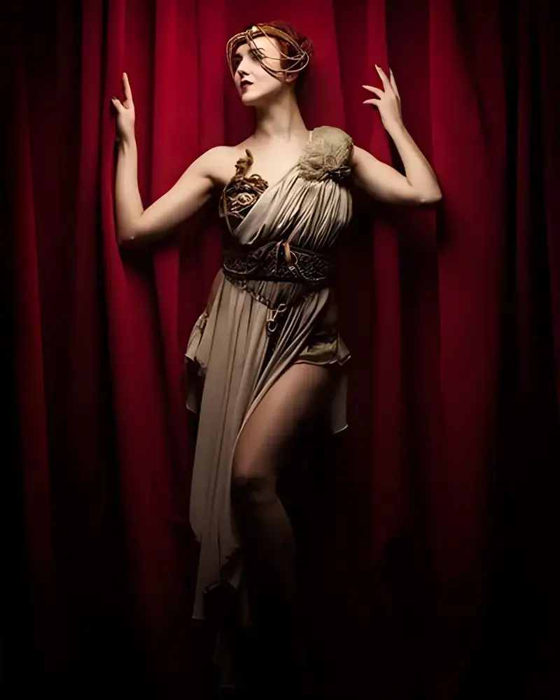 Giuditta Sin, artista performativa ed esponente dell’eco-femminismo, durante la sua partecipazione a Eoliè 25. Unisce danza, rituale e body art in un’esperienza visiva potente e simbolica.